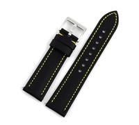 Cong Yi Cowhide+Oxford Watch Strap Canvas Fabric Watchband 18mm 19mm 20mm 21mm 22mm 23mm 24mm For Men Women Waterproof Strap(Black-yellow line,19mm)