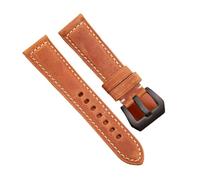 Cong Yi Cowhide Watch Band Strap Women Men Blue Green Yellow Red Oil Wax Genuine Leather Watchband 20mm 22mm 24mm 26mm(Yellow Black Buckle,24mm)