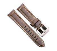 Cong Yi Cowhide Watch Band Strap Women Men Blue Green Yellow Red Oil Wax Genuine Leather Watchband 20mm 22mm 24mm 26mm(Green Silver Buckle,24mm)