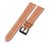 Cong Yi Cowhide Watchband 18 20 22 24mm Vintage Genuine Leather Replacement Watch Band Strap With Brushed Stainless Steel Buckle(Brown black clasp,22mm)