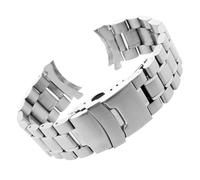 Cong Yi Curved End Replacement Watch Band 18mm 20mm 22mm 24mm Stainless Steel Watchband Double Lock Buckle Wrist Belt Strap(Silver,22mm)