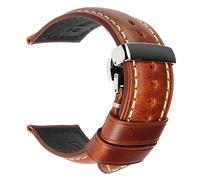 Cong Yi Fashion Unisex Calf Leather Watch Strap 18mm 19mm 20mm 22mm 24mm 26mm Watch Band Oil Wax Leather Watchband Bracelet(Light Brown S,26mm)