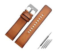 Cong Yi Genuine Leather Bracelet Compatible With Diesel DZ7406 DZ7408 DZ4476 DZ4343 Brown Watchband 22mm 24 26mm Retro Band(Brown silverbuckle,26mm)