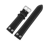 Cong Yi Genuine Leather Handmade Watch Band Strap 18mm 20mm 22mm with Rivets Watchband Steel Buckle Strap Wrist Belt Bracelet(Black,24mm)