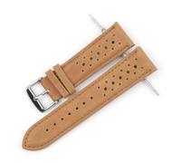 Cong Yi Genuine Leather Watch Band 18mm 20mm 22mm 24mm Breathable Porous Wristband Watch Bracelet Handmade Stitching For Men Watchstrap(Khaki,18mm)