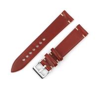 Cong Yi Genuine Leather Watch Band Vintage Handmade Stitched Coffee Cowhide Watchband Quick Release Watch Bracelet 20mm 22mm Watch Strap(Red Brown,20mm)