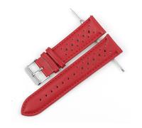 Cong Yi Genuine Leather Watch Strap Porous Breathable Watchband 18mm 20mm 22mm 24mm Handmade Stitching Men Watch Bracelets Replacement(Red,18mm)