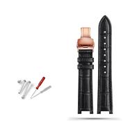 Cong Yi Genuine Leather Watchband 20mm X 12mm 18mm X 10mm Compatible With Pasha Men Women Watch Band Butterfly Clasp Wrist Strap(Black rose buckle,18-10mm)