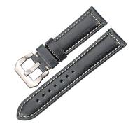 Cong Yi Genuine Leather Watchband Bracelet 20 22 24 26mm Women Men Oil Wax Cowhide Blue Green Red Brown Wach Band Strap Steel Buckle(Blue Silver Buckle,20mm)