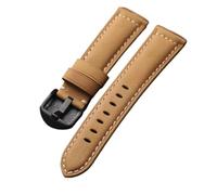 Cong Yi Handmade First Layer Cowhide Leather Watchband 20 22 24 26MM Compatible With PAM111 441 Leather Brushed Style Bracelet For Men(A Black clasp,26mm)