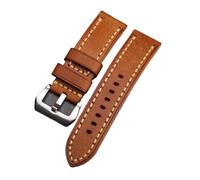 Cong Yi Handmade First Layer Cowhide Watchband 20 22 24MM High-End Cowhide Bracelet Matte Style Suitable For Men Watch Bracelet(Brown silver buckle,26mm)