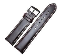 Cong Yi Handmade Genuine Leather Watchbands Men Women Bracelet 18 19 20 21 22 24mm VINTAGE Watch Band Strap Wiht Silver Polished Buckle(Dark brown black,24mm)