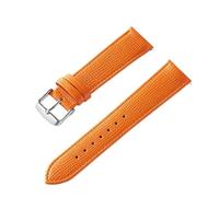 Cong Yi Handmade Watch Strap Palm Print Layer Calf Leather 18MM 20MM 22MM 24MM Accessories(Orange Silver Buckle,19mm)