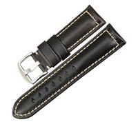 Cong Yi Handmade Watchband Blue 20mm 22mm 24mm With Black Buckle Vintage Oil Wax Leather Watch Strap Compatible With Fossil Watch Band(Black S,20mm)