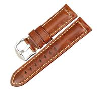 Cong Yi Handmade Watchband Blue 20mm 22mm 24mm With Black Buckle Vintage Oil Wax Leather Watch Strap Compatible With Fossil Watch Band(Light Brown S,26mm)