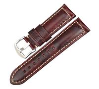 Cong Yi Handmade Watchband Blue 20mm 22mm 24mm With Black Buckle Vintage Oil Wax Leather Watch Strap Compatible With Fossil Watch Band(Red S,19mm)