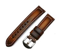 Cong Yi Italian Genuine Leather Watch Band Strap 20mm 22mm 24mm 26mm Brown Black Red Blue Vintage Handmade Watchband Compatible with Panerai Huawei(Light brown,26mm)