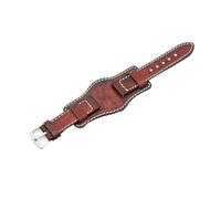 Cong Yi Leather Cuff Watch Band 22mm 24mm Strap With Mat Wrist Protection Yellow Red Watchband Compatible With Fossil(Red,20mm)