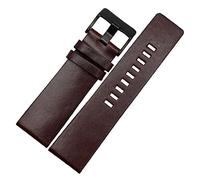 Cong Yi Leather Watchband 22 24 26 28 30mm 32mm Bracelet Compatible With Diesel Watch Strap Wristwatches Band Compatible With DZ4343 DZ7293 DZ7333 Watch Band(Dark Brown black,28mm)