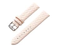 Cong Yi Leisure Watch Strap 8mm 10mm 12mm 14mm 16mm 18mm 20mm 22mm 24mm Genuine Leather Woven Pattern WristWatch Belt Soft Band Blue(Beige silver buckle,20mm)