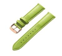 Cong Yi Litchi Pattern Soft Leather Strap Men's Ladies 16mm18mm20mm22mm Watch Band Accessories(Apple green rose,13mm)