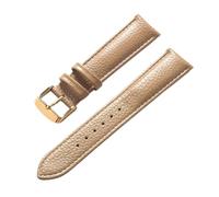 Cong Yi Litchi Pattern Soft Leather Strap Men's Ladies 16mm18mm20mm22mm Watch Band Accessories(Beige Gold Buckle,13mm)