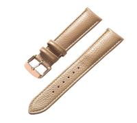 Cong Yi Litchi Pattern Soft Leather Strap Men's Ladies 16mm18mm20mm22mm Watch Band Accessories(Beige rose,13mm)