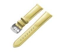 Cong Yi Litchi Pattern Soft Leather Strap Men's Ladies 16mm18mm20mm22mm Watch Band Accessories(Lemon yellow,13mm)