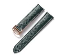 Cong Yi Men's And Women's Leather Straps Folding Buckle Strap,(Dark green rose,14mm)