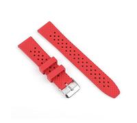 Cong Yi New Fluorine Rubber Watch Strap Three Dimensional Honeycomb Quick Release Watchband Accessories Compatible With 18mm 20mm 22mm(Red silver buckle,18mm)