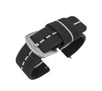 Cong Yi Nylon Watch Strap 18mm 20mm 22mm 24mm Ballistic Fabric Watch Band Black Green Gray Color Suit Compatible With Samsung Gear S3 Compatible With Huawei Watch(Black-white line,20mm silver buckle)