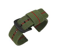 Cong Yi Nylon Watch Strap 18mm 20mm 22mm 24mm Ballistic Fabric Watch Band Black Green Gray Color Suit Compatible With Samsung Gear S3 Compatible With Huawei Watch(Green-red line,24mm silver buckle)