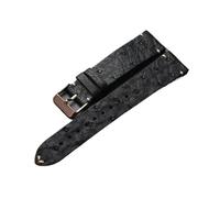 Cong Yi Ostrich Leather Watchband 18 19 20 21 22MM Black Men's Soft Strap Vintage Style Leather Bracelet(Rose Gold Buckle,19mm)