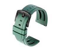 Cong Yi Quality Fluoro Rubber Watch Strap 18mm 20mm 22mm 24mm Sport Watchband Black Green Wristband With Quick Release Spring Bar(GREEN,24mm silver buckle)