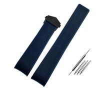Cong Yi Rubber Watchband Compatible With TAG WAY201A/WAY211A 300|500 Wrist Strap 21mm 22mm Arc End Black Blue Watch Band With Folding Buckle(Blue black clasp,21mm)