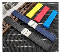 Cong Yi Silicone Rubber Watch band 22mm 24mm Black Yellow Red Blue Watchband Bracelet Compatible Withr navitimer/avenger strap(Red,24mm Silver buckle)
