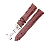 Cong Yi Soft Cowhide Strap With Butterfly Buckle, 18mm, 20mm, 22mm, 24mm, 5 Colors Available, Interchangeable Watch Strap(Brown,21mm)