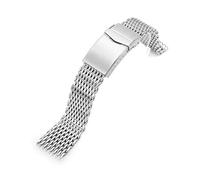 Cong Yi Stainless Steel Watch Band Solid Double Buckle Clock Watchband Watches Accessories Luxury Milanese Loop Mesh Strap 18 20 22mm(Silver,22MM_XXL)