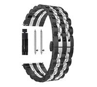 Cong Yi Stainless Steel Wristband Compatible With Samsung Galaxy Watch 3 LTE 41mm 45mm Strap Bracelet Compatible With Gear Sport/S2 S3 42mm 46mm 20mm 22mm Bands(Black silver)