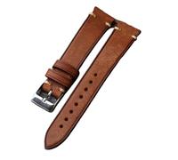 Cong Yi Vintage Brushed Leather Watchband 18 19 20 21 22MM Ultra-Thin Soft Leather, Black, Brown, Green Grey Compatible With Antique Bracelet(Brown,19mm)