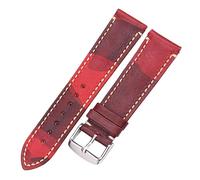 Cong Yi Vintage Cowhide Strap Watch Band Women Men Watch Accessories Bracelet 18mm 20mm 22mm Red Blue Brown Green Watchband(Red,22mm)