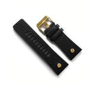 Cong Yi Watchband Compatible With DIESEL DZ7313 DZ7333 DZ7311 DZ7371 Watch Strap Cow Leather With Gold Rivet 22 24 26 27 28 30mm Genuine Leather(Black gold clasp,28mm)