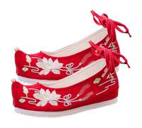 CONGARTENO 1 Pair Embroidered Cloth Shoes for Women Chinese Ethnic Style Wedge Heel with Hidden Height Lightweight Summer Fashion for Hanfu and Traditional Outfits Floral Design for Modern