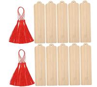 CONGARTENO 10 Sets DIY Wooden Blank Bookmarks with Engraved Doodle Hanging Tags for Book Lovers Handmade Bamboo Page Markers for Stringing for Reading Crafting and