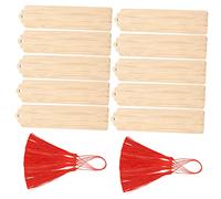 CONGARTENO 10 Sets DIY Wooden Bookmarks with Red Tassels Blank Page Markers for Reading and Crafting Handmade Doodle Hanging Tags for Students Writers Book Lovers Gift Souvenirs