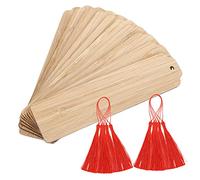 CONGARTENO 10 Sets DIY Wooden Bookmarks with Red Tassels Unfinished Hanging Tags for Handmade Coloring and Personalised Craft Projects Smooth Surface Book Reading Locators for Friends