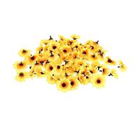 CONGARTENO 100 Pcs Faux Sunflower Simulation Flowers Lightweight Decorative Props for Home Wedding Photography Party Elegant Yellow Artificial Sunflower Heads Craft