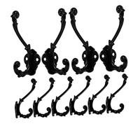 CONGARTENO 10Pcs Antique Black Zinc Alloy Double Prong Wall Hooks Heavy Duty Coat Towel Clothes Hangers for Entryway Bedroom Storage Decorative Rustic Hooks