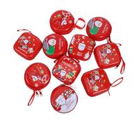 CONGARTENO 10pcs Christmas Mini Coin Purses Adorable Small Zipper Change Bags with Random Holiday Patterns for Party Favors and Personal Storage