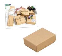 CONGARTENO 10PCS Kraft Paper Jewelry Gift Boxes with Sponge Insert Thick Cardboard Square Packaging Cases for Earrings Necklaces Bracelets Vintage Kraft Paper Display Boxes for Wedding Party